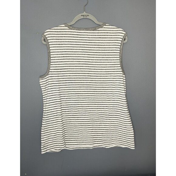 Duluth Trading Co Shirt Womens XL Gray White Striped Sleeveless Tank Top Casual - Picture 12 of 12